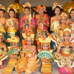 A Children's Dance Group from a village near Ubud perform at the Amandari. Dancers and gamlin players are six to sixteen-years-old.