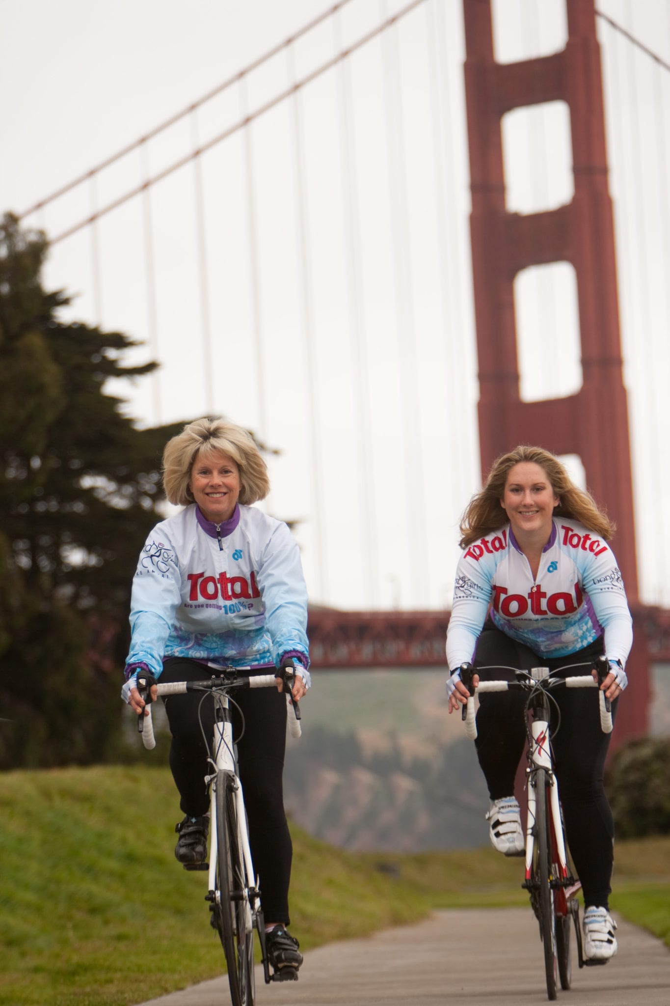 Bond team biking with bridge