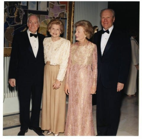 Walter Annenberg, Betty Ford, Lee Annenberg, and Gerald Ford. Walter Annenberg’s  90th Birthday celebration, March 1998. Photo by Marc Glassman.