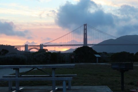 Enjoy stunning views of the Golden Gate Bridge and Bay from the Presidio