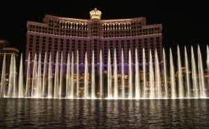 Visit the Bellagio in Las Vegas to view a beautiful sound and lights show in coordination with waterworks. Photo Credit: Matthias Ott
