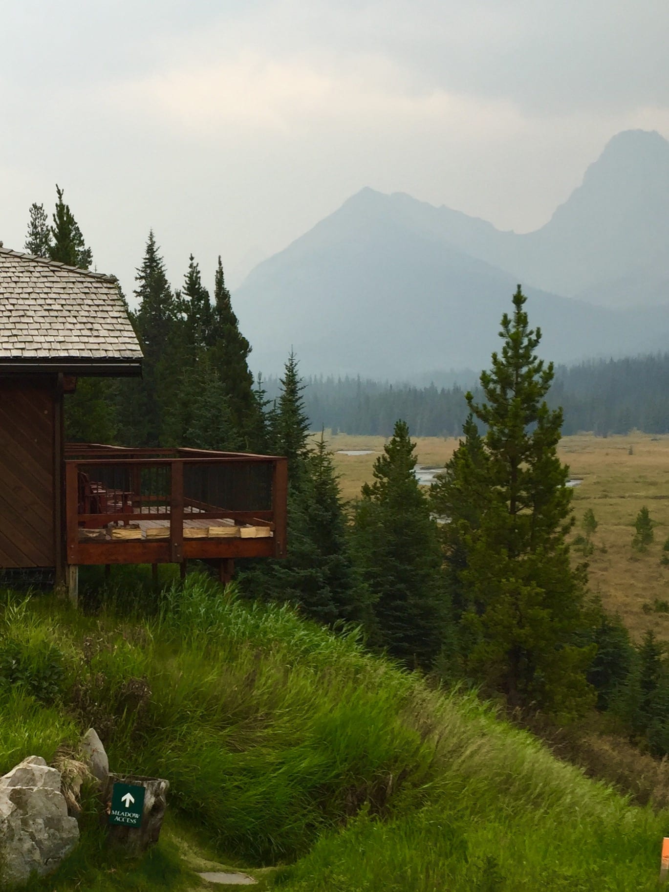 Mt. Engadine Lodge sits perched over a meadow. Watch closely, and you might spot a moose or two! 