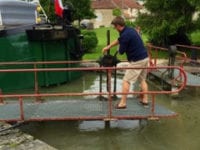Going through one of the dozens of locks along the Burgundy Canal. 