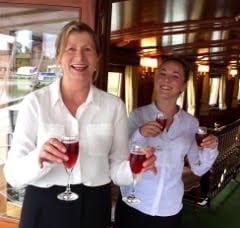 A warm welcome aboard Kir Royal (champagne and crème de cassis )