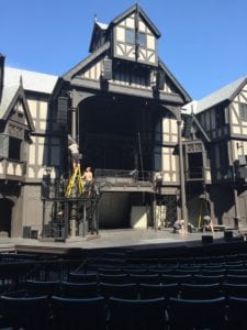 The open air Elizabethan Theater is modeled on the Globe in London. 
