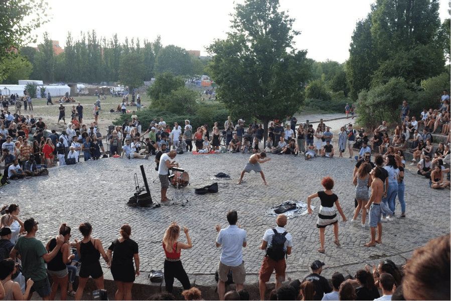Berlin afternoon music and dancing in the park.