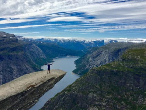 Trolltunga, a popular hike for tourists in Tyssedal Park.