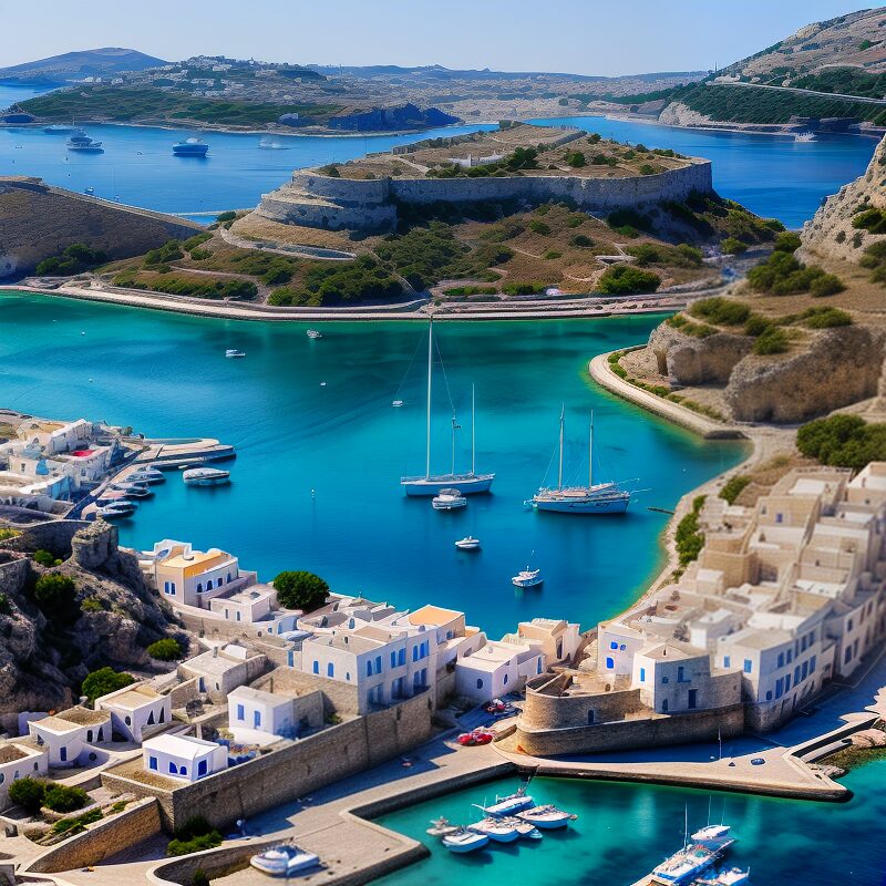 View of the town of Lindos on Rhodes